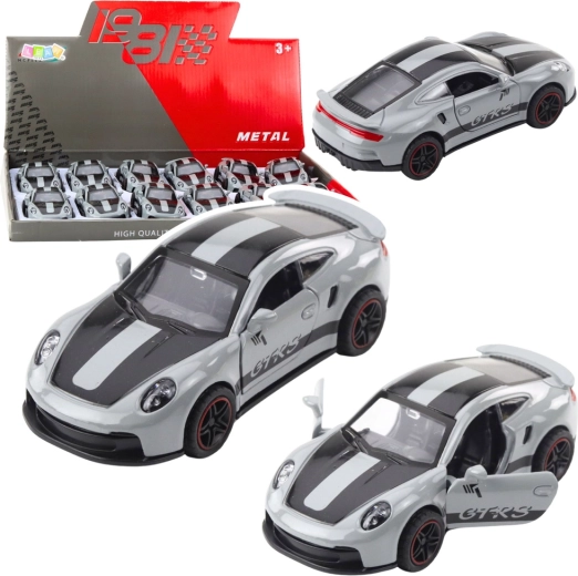 Voiture de sport en métal GTRS 1:43 à remontage et portes ouvrantes – gris