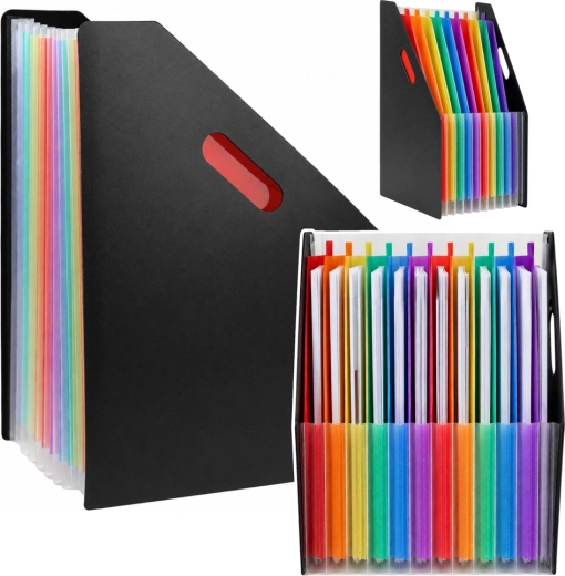Organiseur accordéon pour documents A4, 13 compartiments, noir - 1 pièce