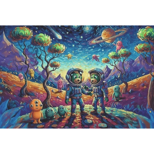 Motif spatial plein de fantaisie