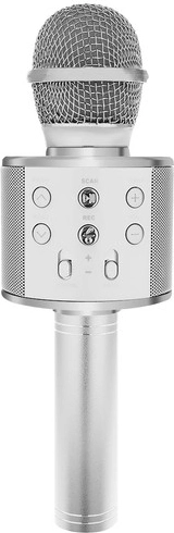 Microphone karaoke Bluetooth sans fil avec haut-parleur intégré – Argent
