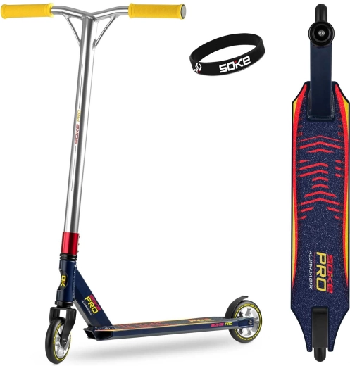 Trottinette freestyle Soke Pro bleu foncé-rouge