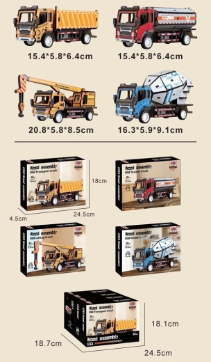Maquette en bois – véhicule de chantier à rétrofriction (mécanisme à remonter) - 1 pièce