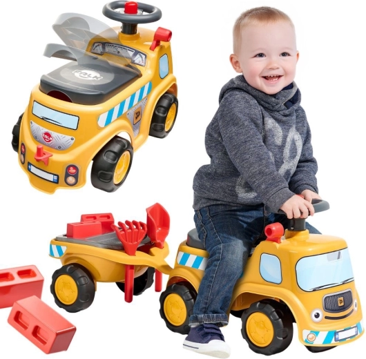 Porteur Falk JCB camion de chantier avec remorque et accessoires