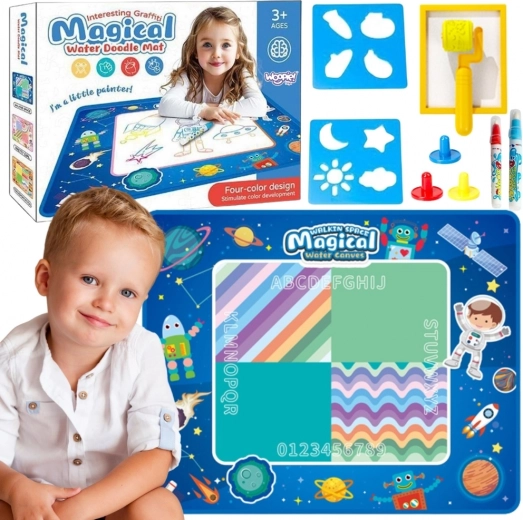 Woopie tapis de dessin à l’eau XXL 100 × 80 cm – espace, bleu