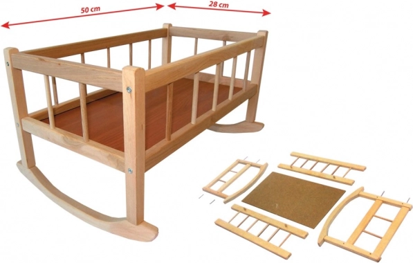 Berceau en bois pour poupées 50 × 28 cm