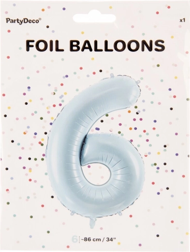 Ballon en aluminium numéro 6 bleu 86 cm