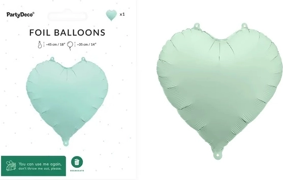 Ballon en aluminium cœur 45 cm vert mat