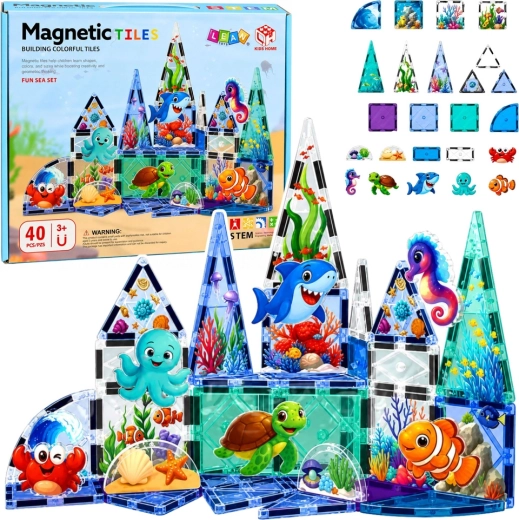 Blocs de construction magnétiques animaux marins Ocean 40 pièces