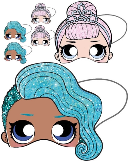 L.O.L. Surprise! masque facial en papier pailleté avec élastique - lot de 6 pcs
