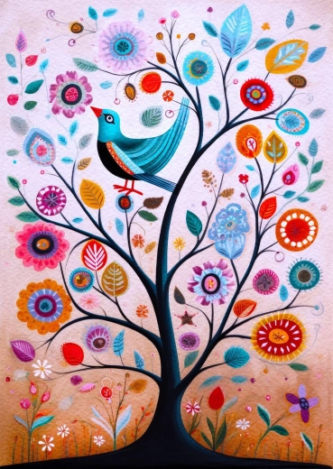 Puzzle Enjoy « Que l’oiseau bleu du bonheur vienne se poser sur ton arbre » 1000 pièces