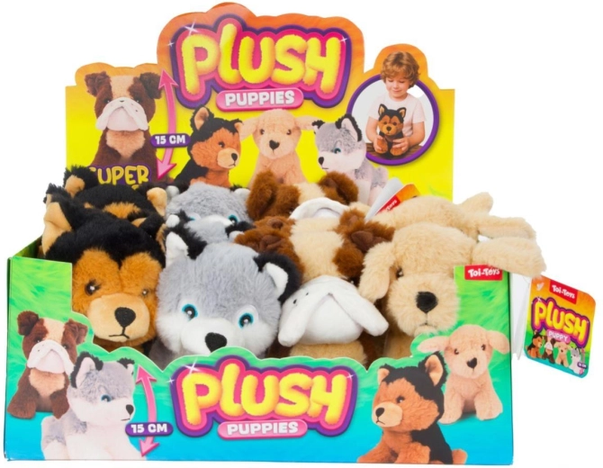 Peluche chien, chiot 15 cm, modèles assortis - 1 pièce