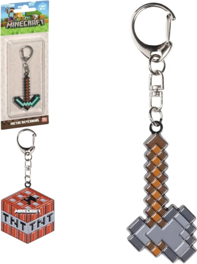 Porte-clés métallique Minecraft en forme de pioche - 1 pièce