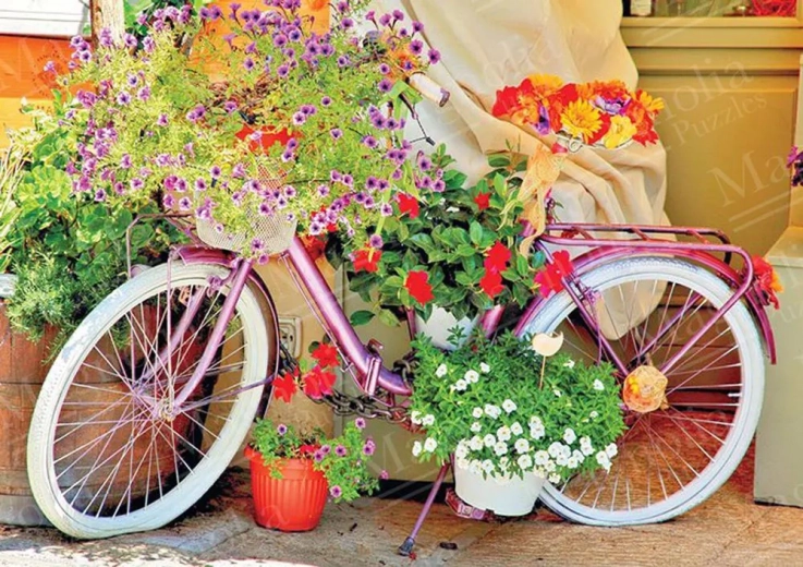Puzzle vélo aux fleurs 1000 pièces