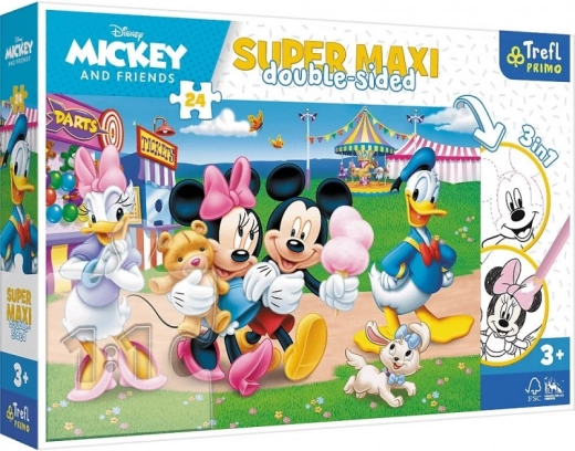 Puzzle réversible 24 pièces Super Maxi MICKEY ET SES AMIS – parc d’attractions 3 en 1