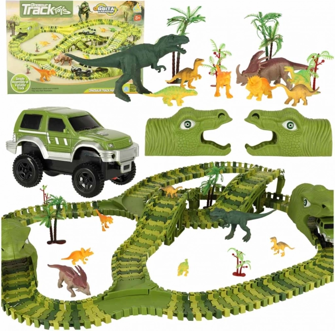 Circuit de course avec dinosaures et voitures 240 pièces