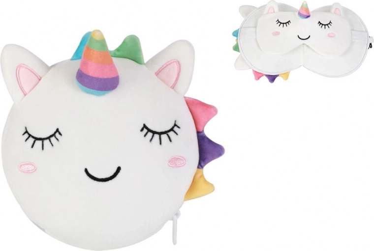 Coussin de voyage avec masque licorne