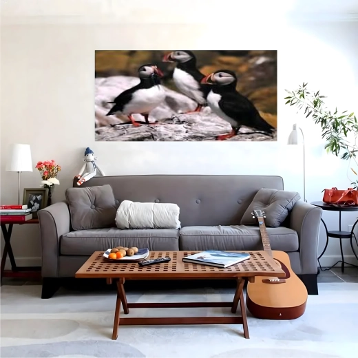 Peinture diamant XXL 120 × 60 cm – macareux, kit mosaïque