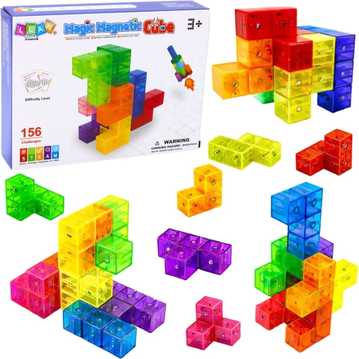 Jeu de construction magnétique Magic Magnetic Cubes avec 156 défis, 9 pièces