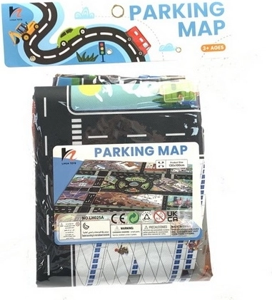 Tapis de jeu ville avec routes et panneaux de signalisation 130 × 100 cm
