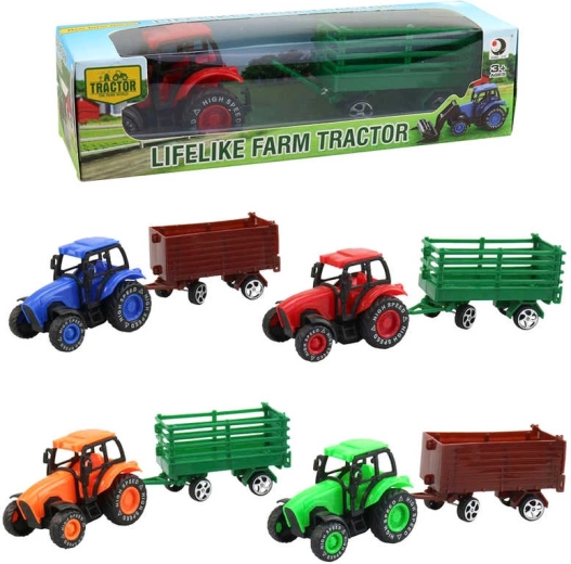 Tracteur agricole avec remorque 9 cm en boîte - 1 pièce