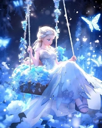 Peinture par numéros Princesse des Glaces sur une balançoire 40 × 50 cm