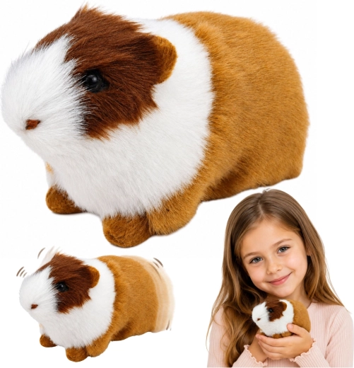 Cochon d’Inde en peluche réaliste marron et blanc 12 cm