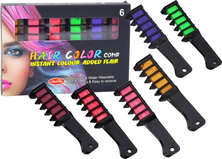 Kit de coloration pour cheveux – 6 craies brillantes