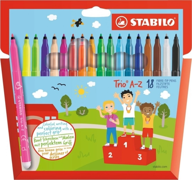 Feutres STABILO Trio A‑Z – set de 18 couleurs