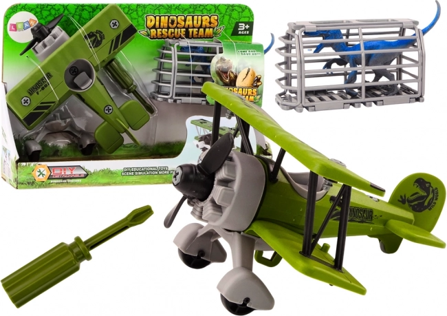 Avion Avionette Transport de dinosaures Cage Démontable vert