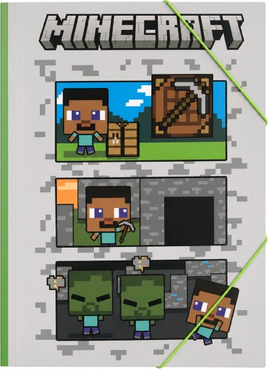 Chemises pour cahiers Minecraft A4 avec élastique grises
