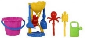 Set de sable avec moulin, moules et arrosoir