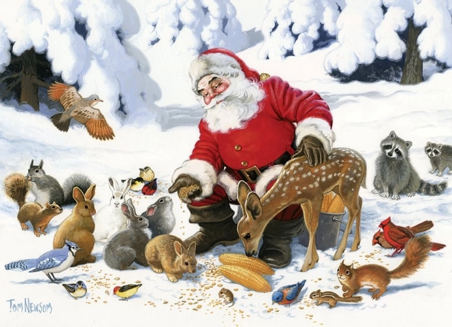 Puzzle familial COBBLE HILL Le Père Noël avec des amis animaux 350 pièces