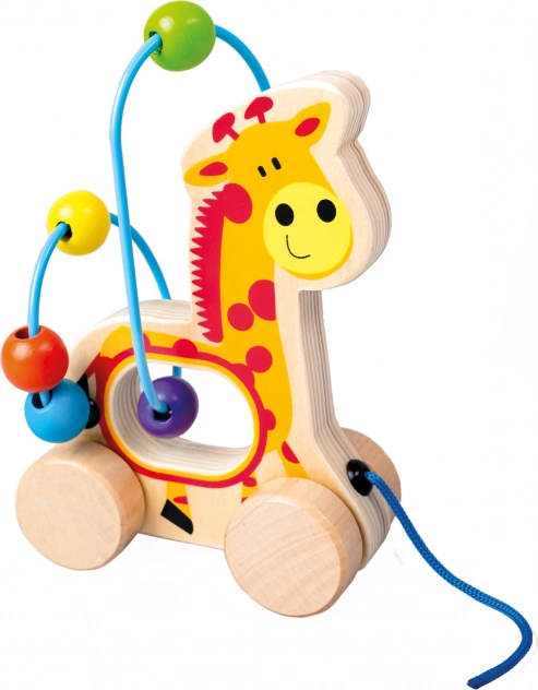 BINO labyrinthe à perles girafe – jouet à tirer en bois