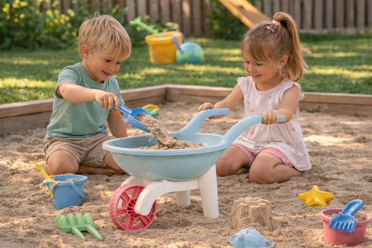 Amusement au jardin comme dans le sable