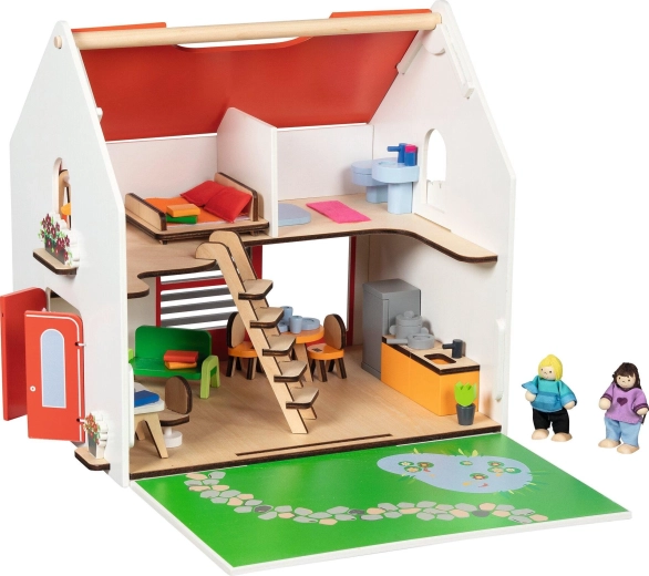 Maison de poupées portable en bois Eco House avec accessoires