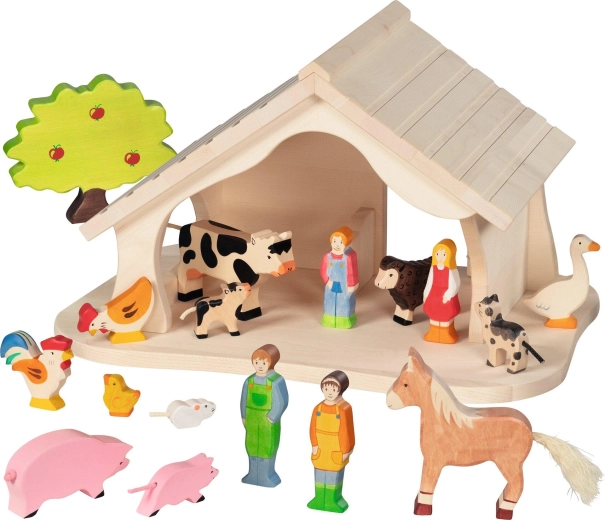 Étable en bois et crèche avec étoile de Noël - 1 pièce