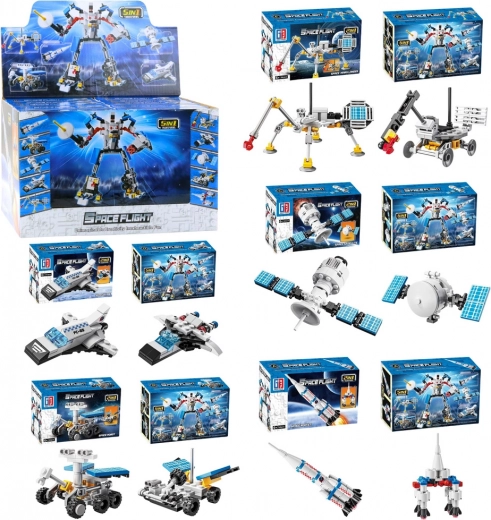 Kit de construction Espace 2‑en‑1 – fusées, antennes et robots (44–54 pièces)