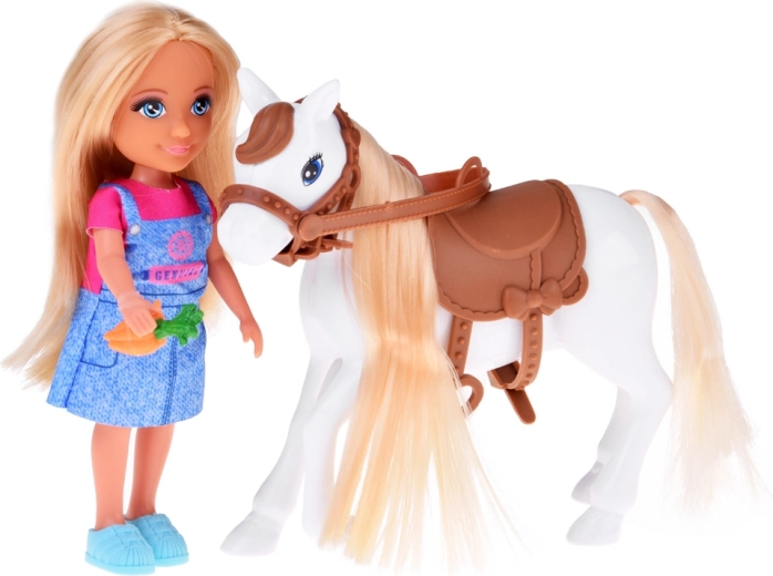 Poupée fermière et cheval avec accessoires