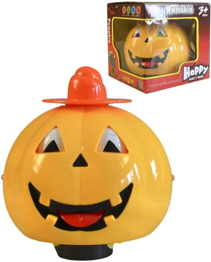 Citrouille jaune d’Halloween avec lumière et son, 13 cm