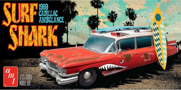 Maquette de voiture en plastique 1:25 Surf Shark 1959 Cadillac Ambulance