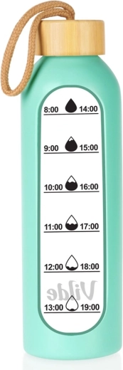 Bouteille d’eau en verre Vilde avec housse en silicone menthe 600 ml