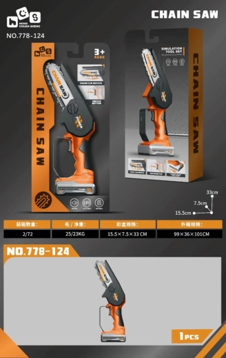Tronçonneuse jouet pour enfants orange et noire