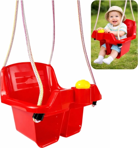 Balançoire suspendue pour enfants type seau rouge
