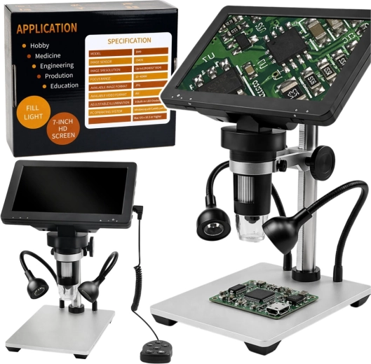 Microscope numérique éducatif avec écran LCD 7" et grossissement 1200×