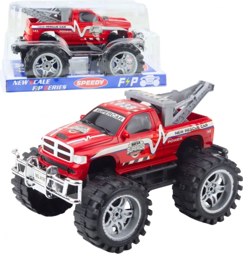 Véhicule de secours tout-terrain avec dépanneuse, propulsion arrière, rouge 27 cm