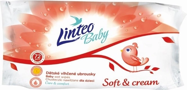 Lingettes humides pour bébé Linteo Baby Soft and cream 72 pcs