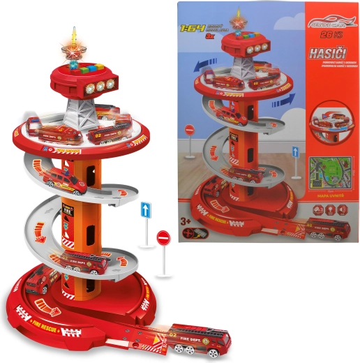 Garage de stationnement avec circuit – ensemble 26 pièces pour enfants