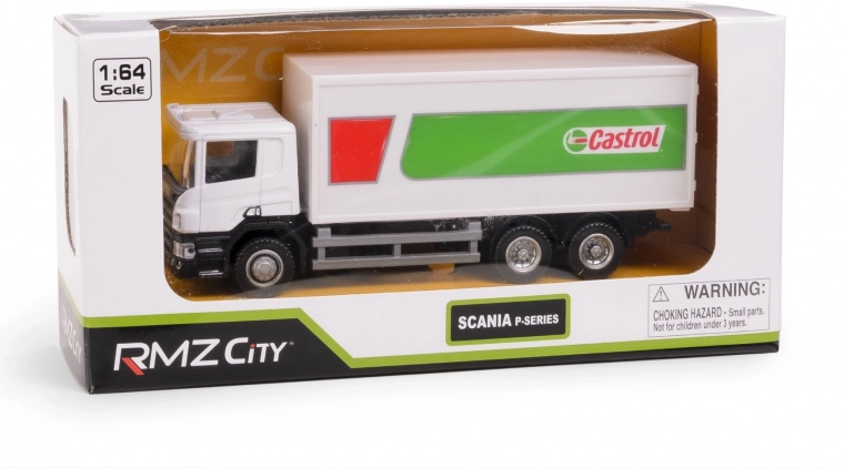 Modèle métallique de camion SCANIA CASTROL 1:64 avec mécanisme à rétrofriction