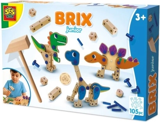 SES Brix junior dinosaures – kit de construction en bois