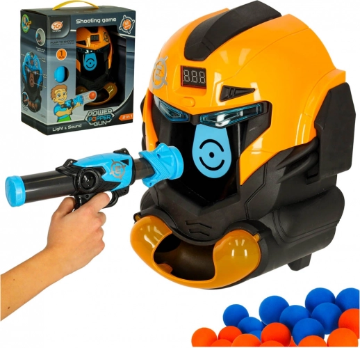 jeu de tir avec tête robotique et balles en mousse